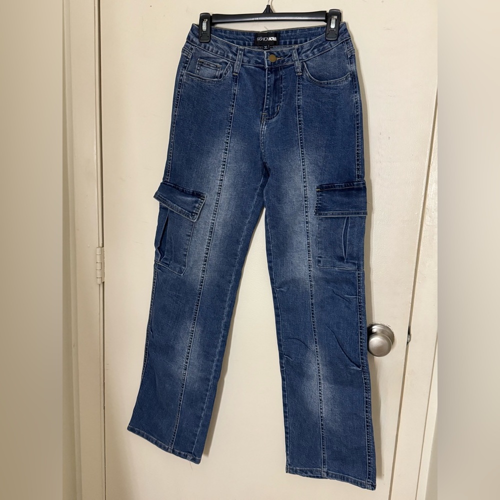Straight Leg Cargo Jeans